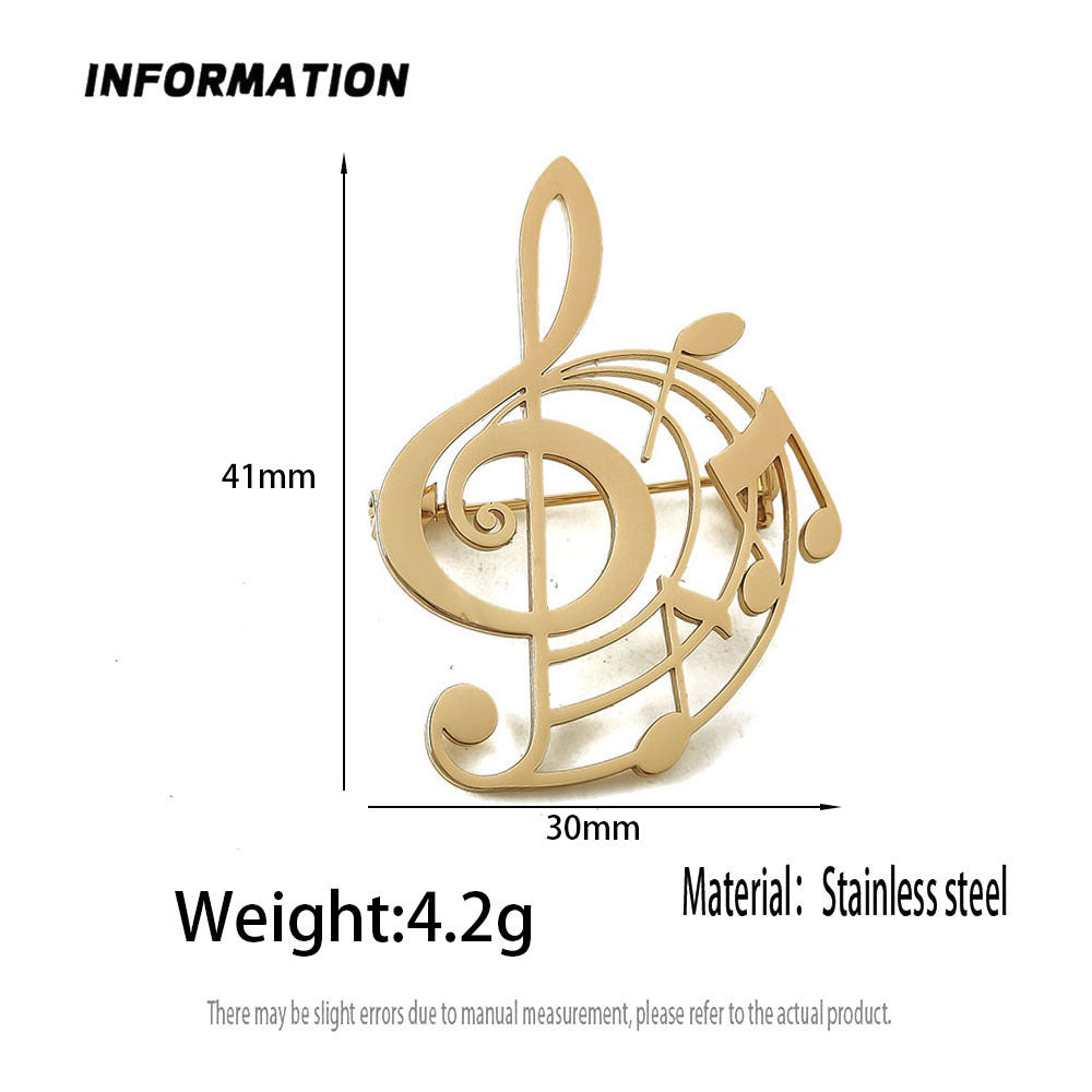 Musical Note Brooch — Black, Gold & Silver