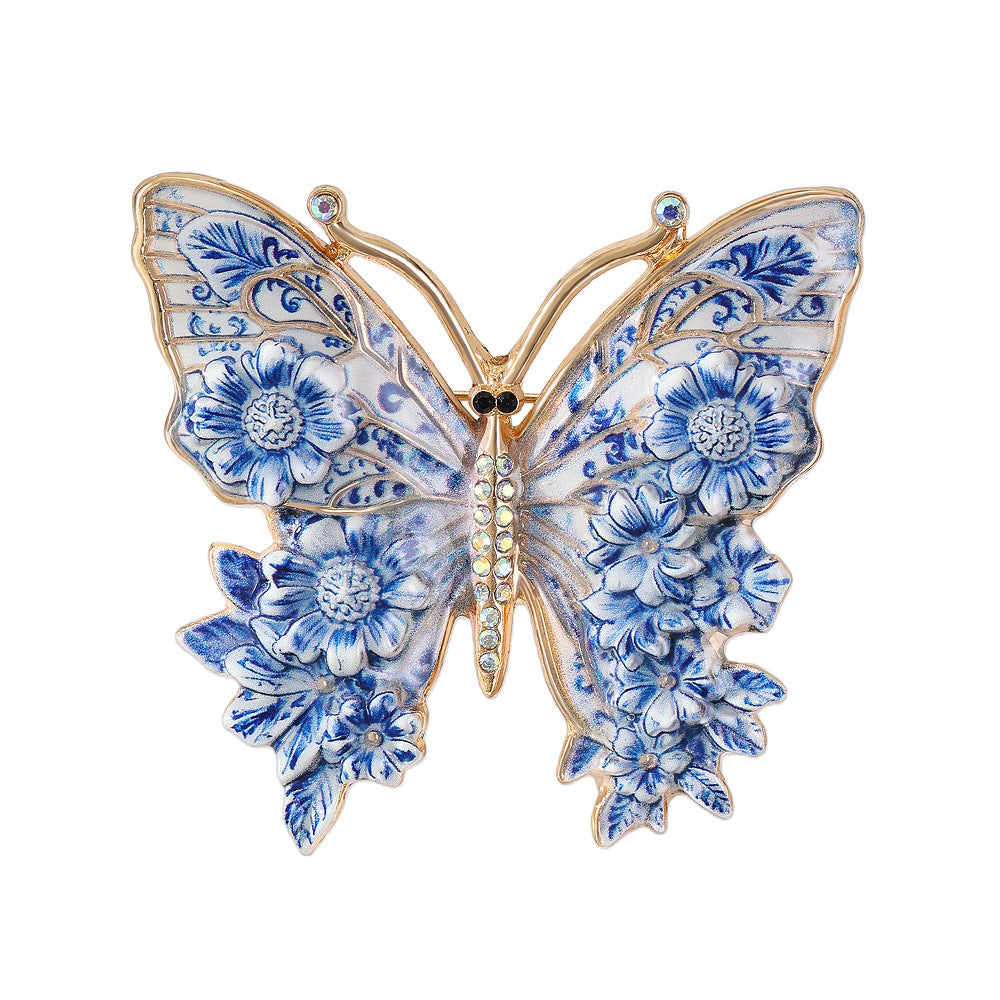 Diamond-Set Butterfly Brooch — Enamel Luxury Pin
