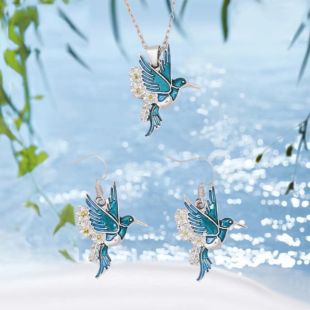 Hummingbird Pendant Necklace & Earring Set | Luxury Collection