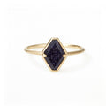 Blue Emerald Geometric Silver Ring | Luxury Women's Jewelry
