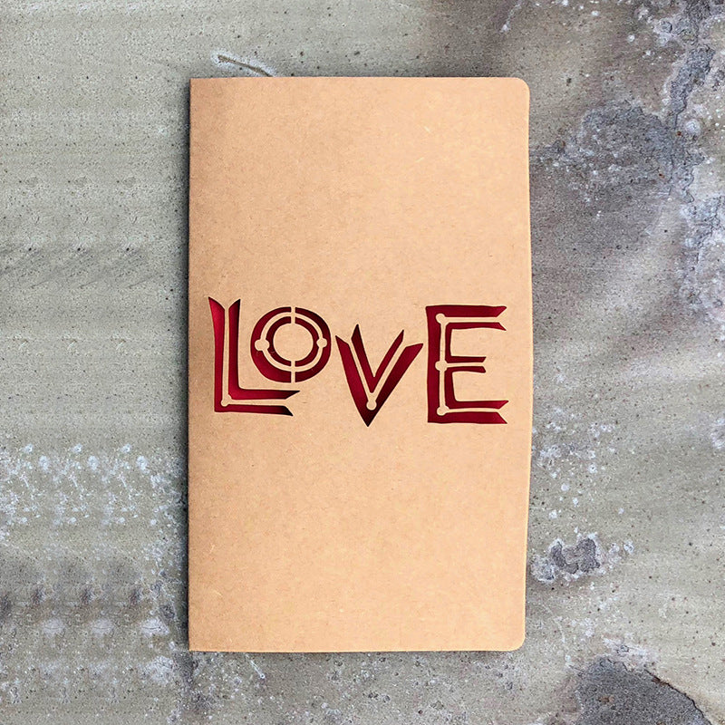 Vintage Kraft Paper Laser-Cut Love Greeting Card — Hollow Floral Design