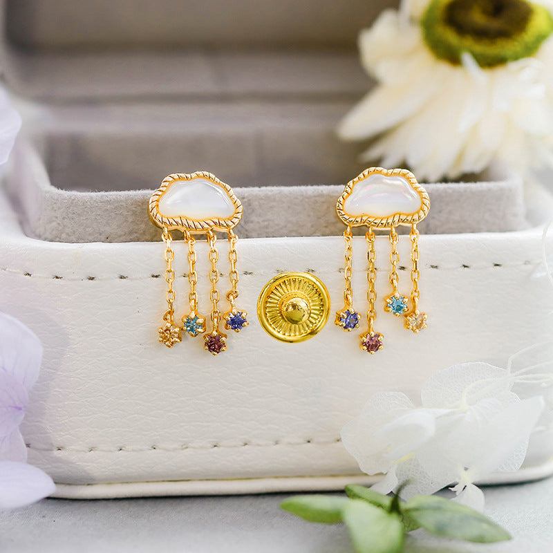 Cloud Butterfly – Sterling Silver Korean Style White Bell Butterfly Luxury Earrings
