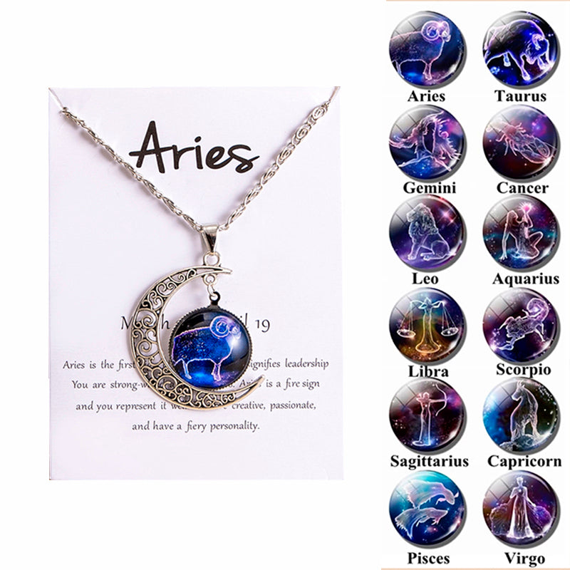 Luna — Zodiac Moon Glass Pendant Necklace