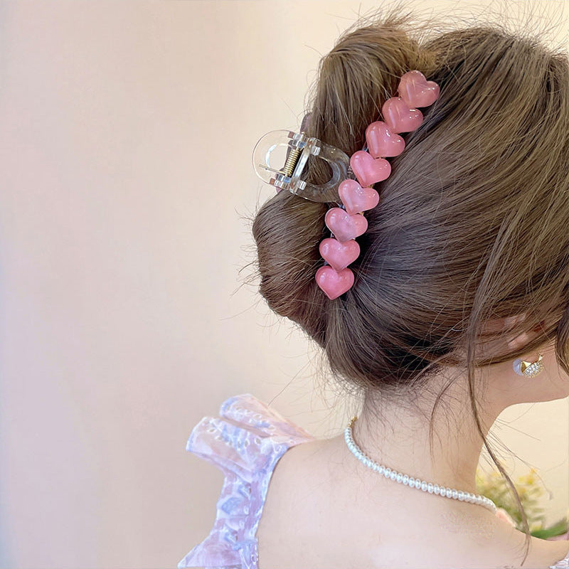 Sparkling Heart Hairpin — Sweet Pink Elegance