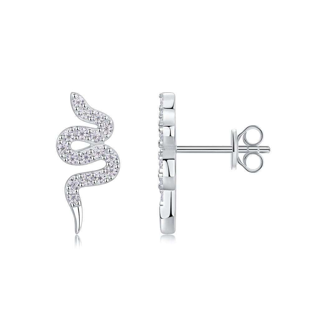 Silver Serpent — Moissanite Stud Earrings Set | S925 Platinum-plated Silver