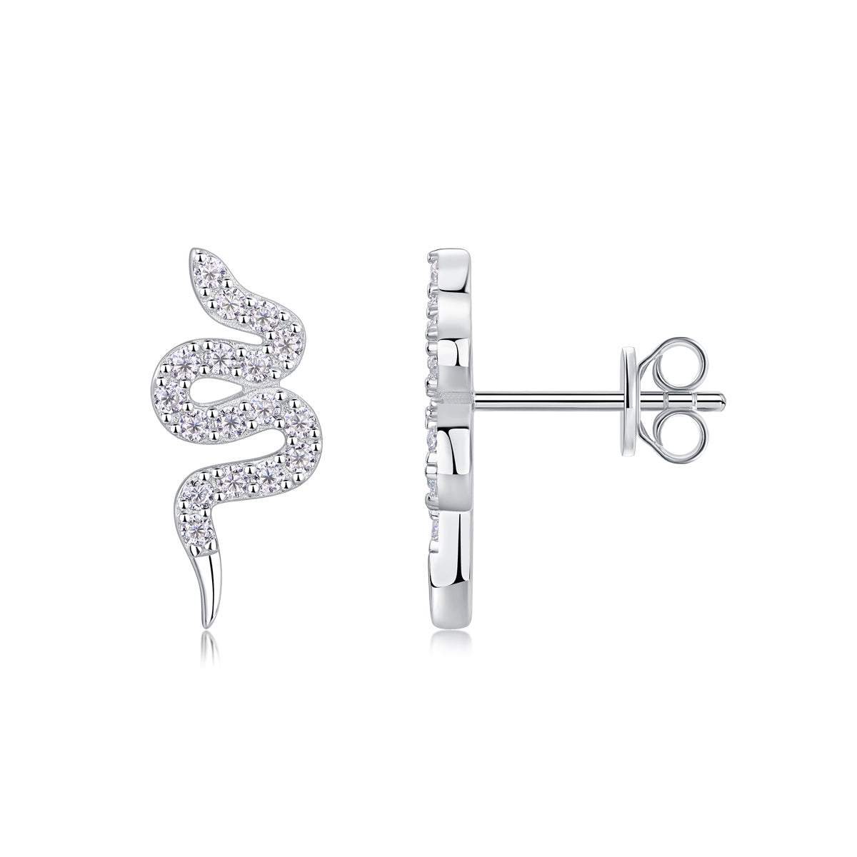 Silver Serpent — Moissanite Stud Earrings Set | S925 Platinum-plated Silver