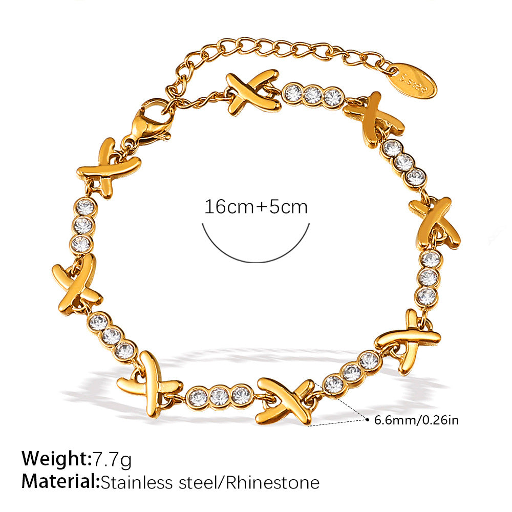 X Diamond Necklace & Bracelet Set — Sparkling Luxury