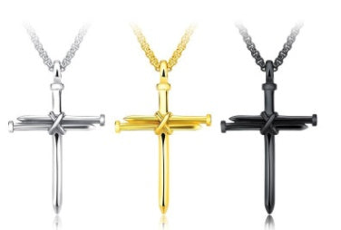 Steel Nails Cross Men's Pendant Necklace | Titanium Luxury Jewelry