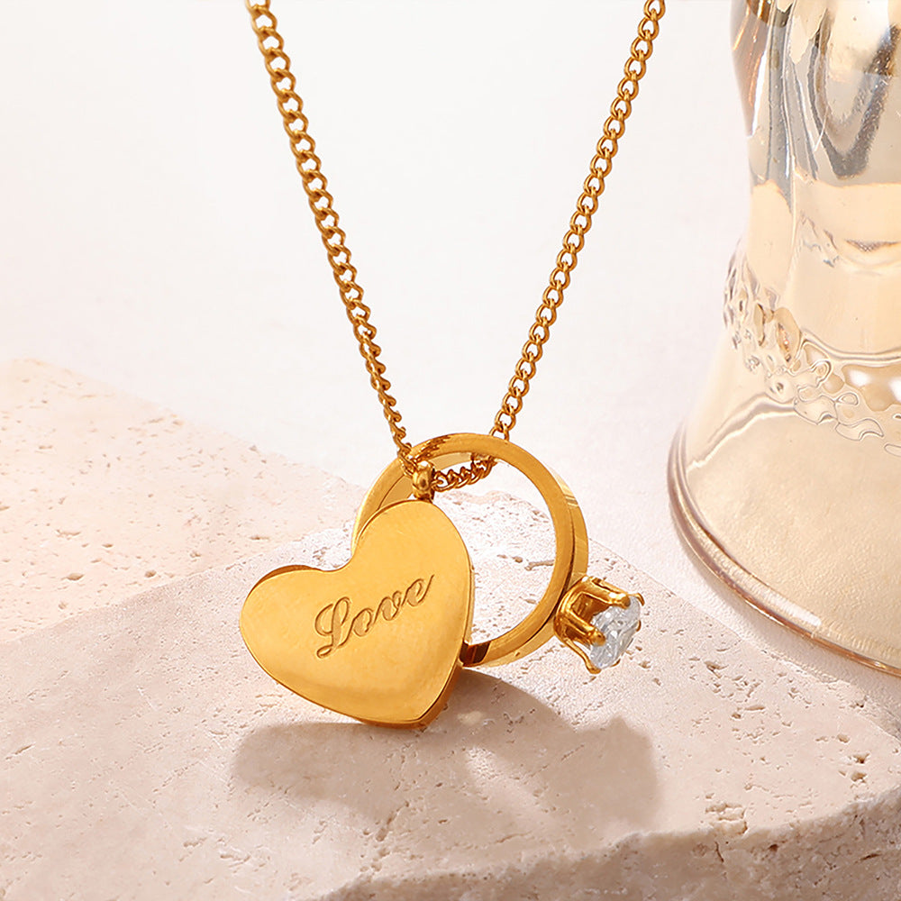 Amour — Gold Heart Double Pendant Necklace