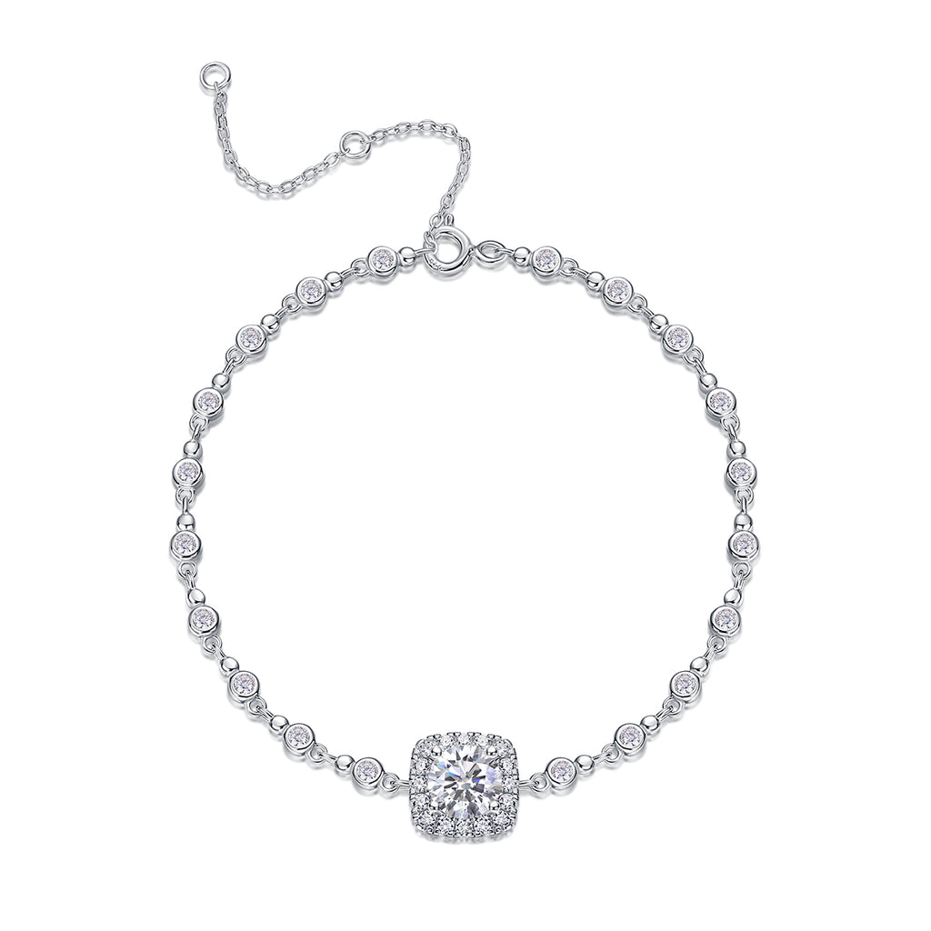 Surrounded by Stars — 1-carat Moissanite Bracelet | S925 Platinum-plated Silver