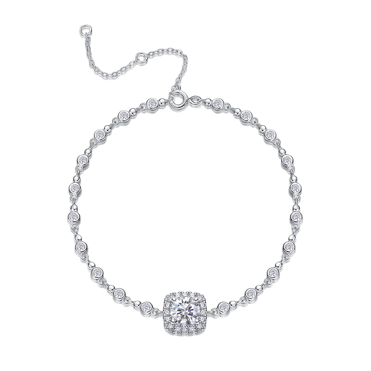 Surrounded by Stars — 1-carat Moissanite Bracelet | S925 Platinum-plated Silver