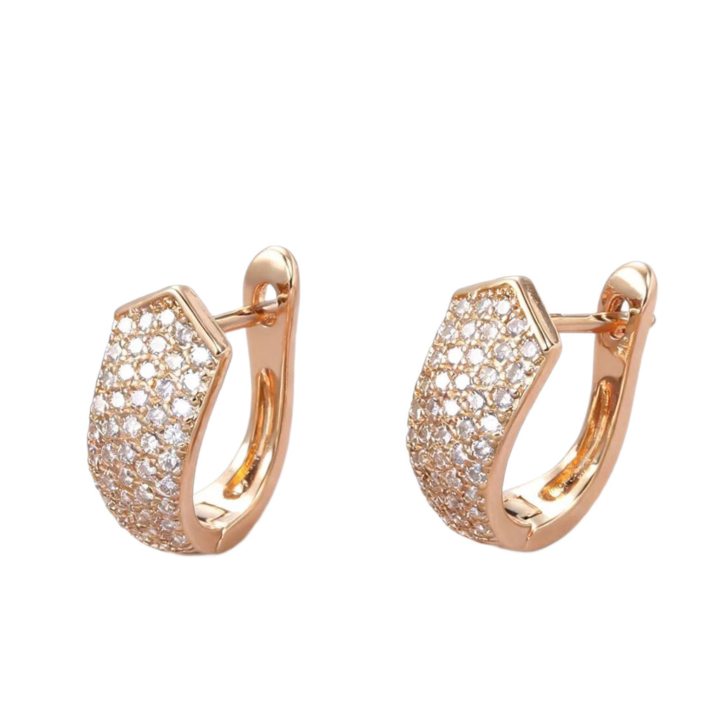 Gold Zircon Stud Earrings | Diamond-Cut Luxury Earrings for Women