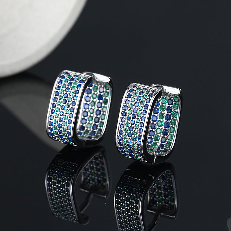 Ice Cube – 925 Sterling Silver Full Pavé Geometric Square Luxury Earrings