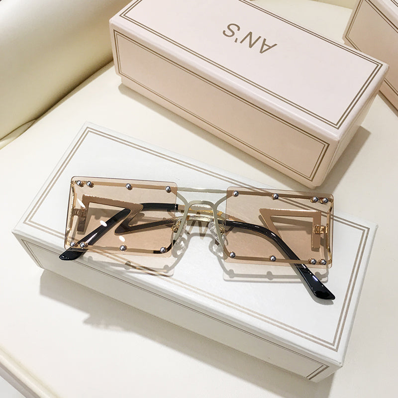 Rectangle Luxury Sunglasses with Optional Chain | Anti-UV | 6 Colors | Unisex