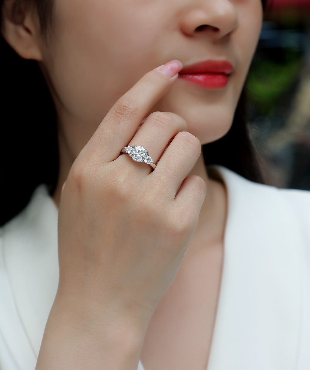 Three Reincarnations Engagement Ring | 2-Carat Moissanite | S925 Silver & Gold