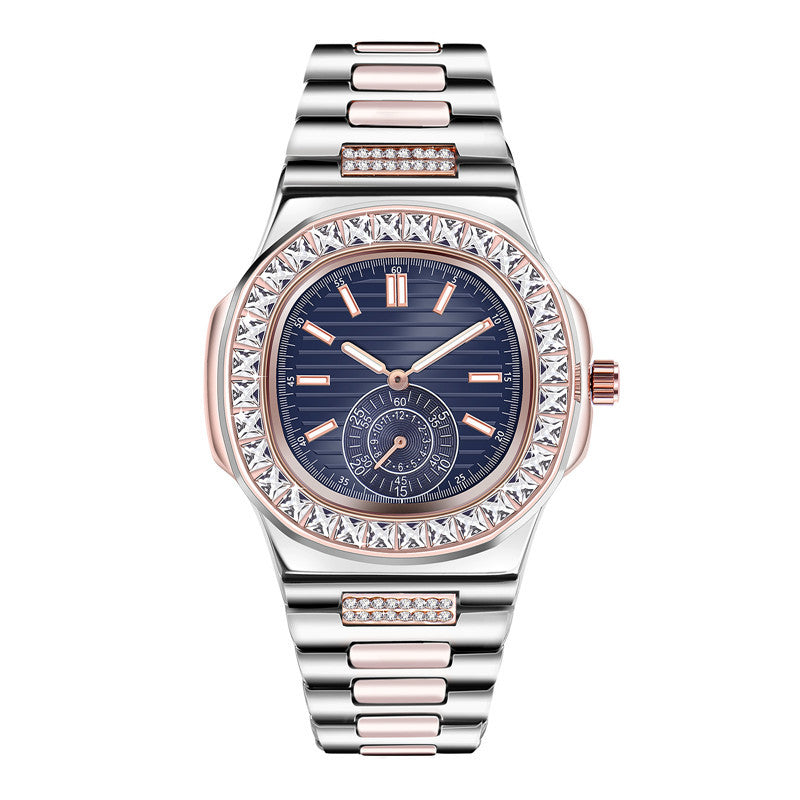 Diamond Style Men's Watch – Water-Resistant | Black, Silver, Rose Gold & Two-Tone