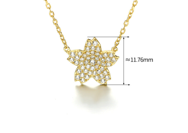 Cherry Blossom – Sterling Silver Full Pavé Flower Luxury Necklace