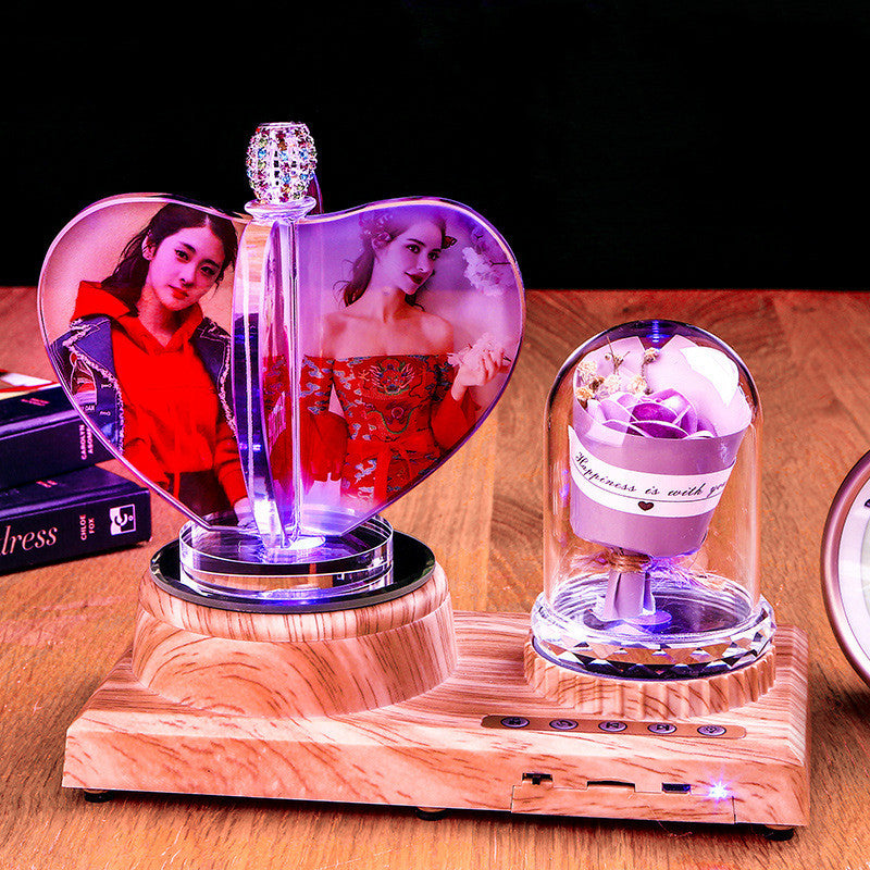 Crystal Music Lamp & Rose Gift Set — Romantic Luxury Collection
