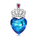 Blue Light Peach Heart Crown 925 Sterling Silver Electroplated Luxury Necklace