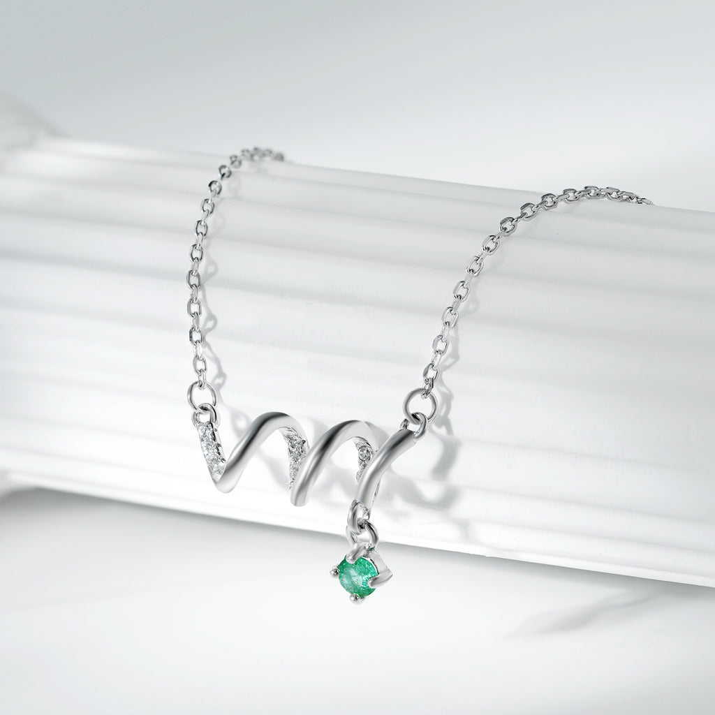 925 Silver Natural Emerald ECG Pendant Adjustable Luxury Collar Necklace
