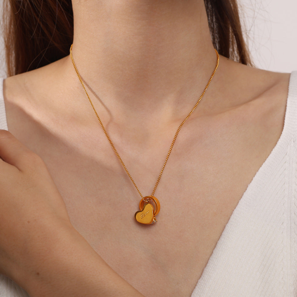 Amour — Gold Heart Double Pendant Necklace