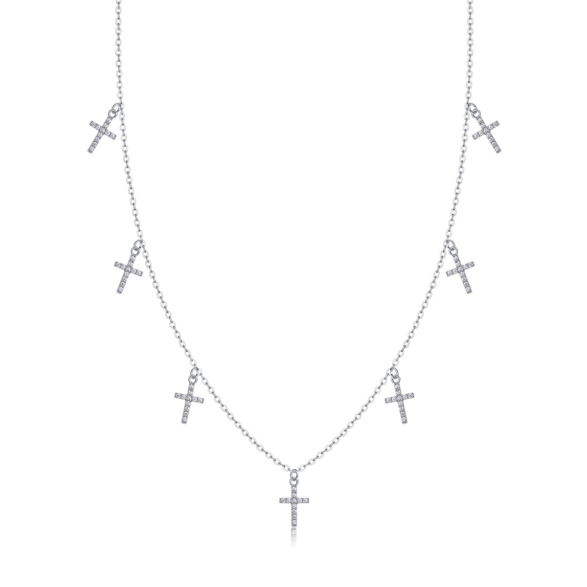 Holy Light Cross Pendant Necklace – Moissanite | Platinum-Plated Sterling Silver