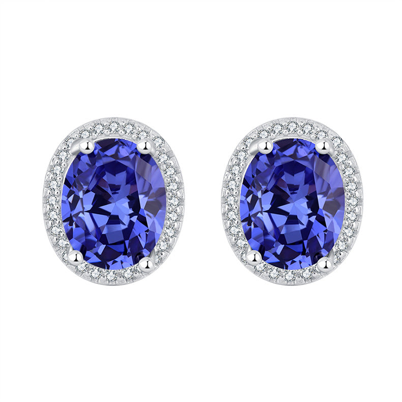 Heart of the Sea – 925 Sterling Silver Pigeon Egg Blue Zircon Luxury Earrings