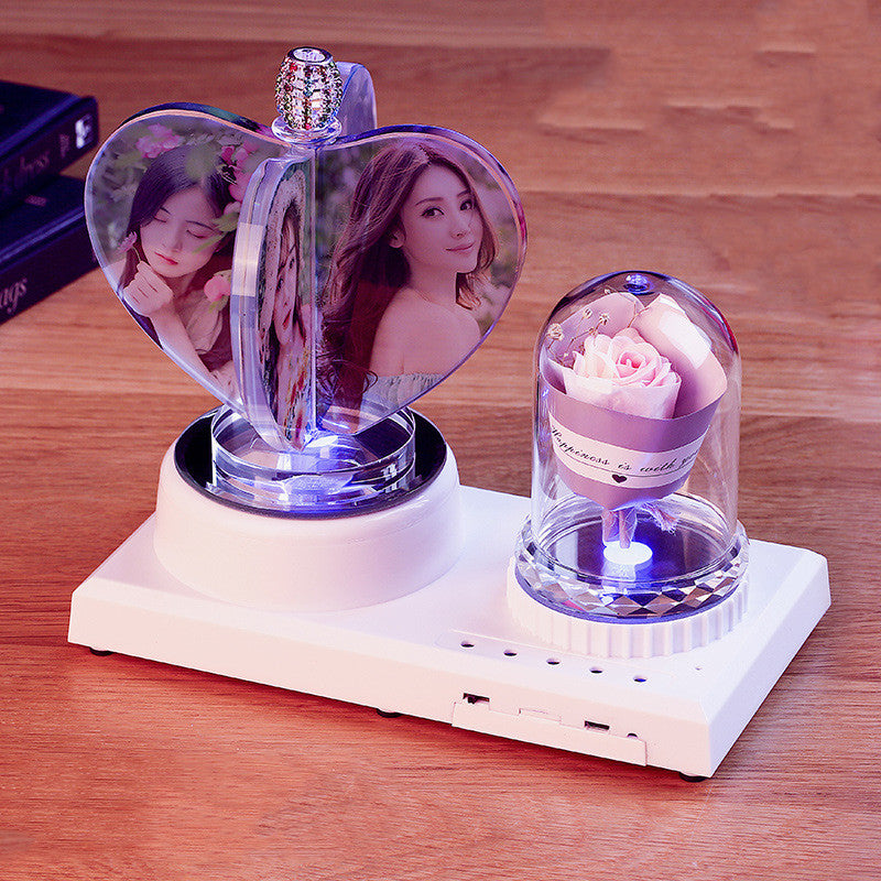 Crystal Music Lamp & Rose Gift Set — Romantic Luxury Collection