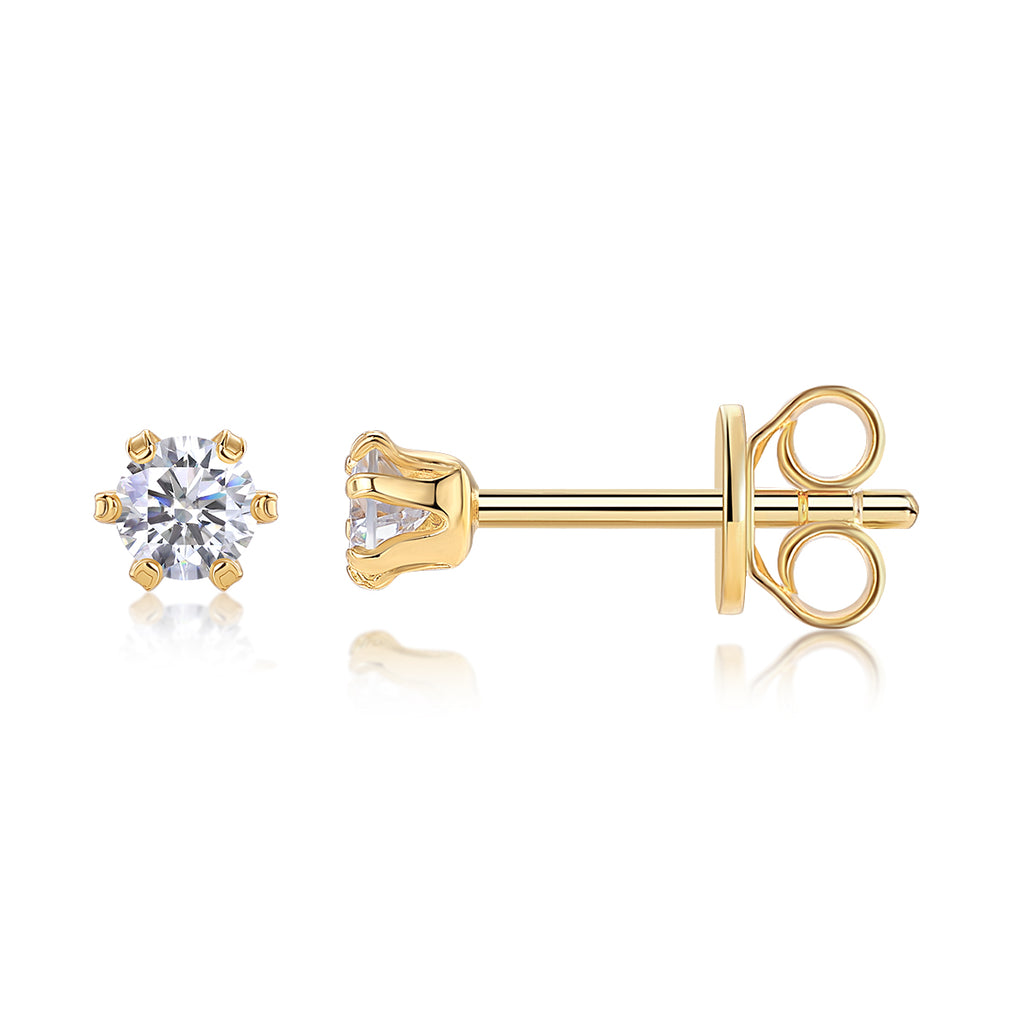 Starlight Solo Dance – Moissanite Stud Earrings | Gold & Platinum Sterling Silver