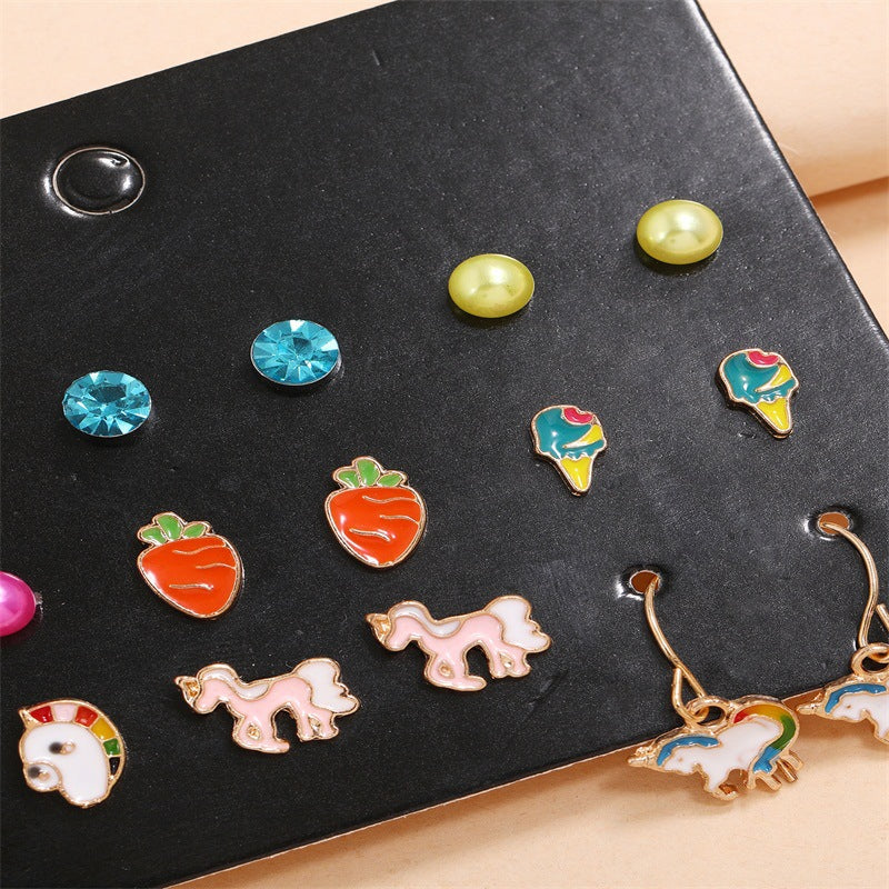 Fraise — 9-Piece Fruit & Love Earring Collection