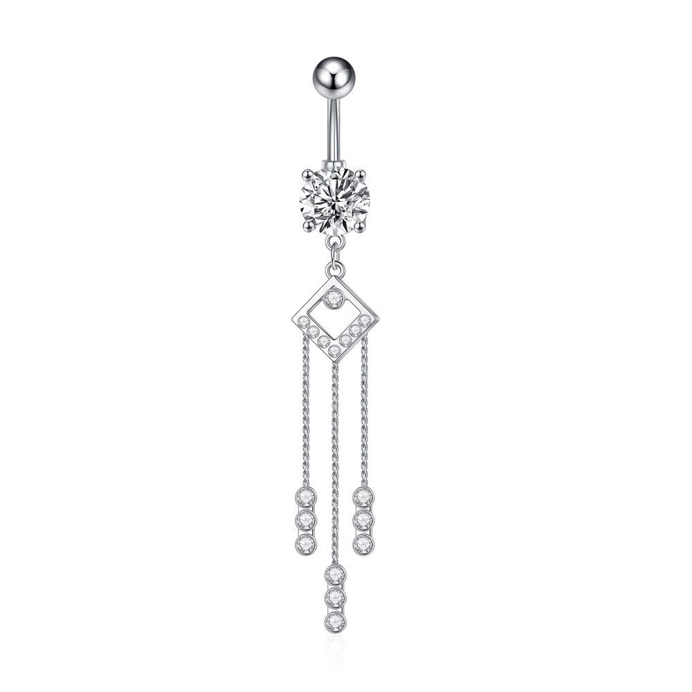 Luxury Zircon Belly Ring | Stainless Steel Navel Stud | Rose Gold, Silver & Gold