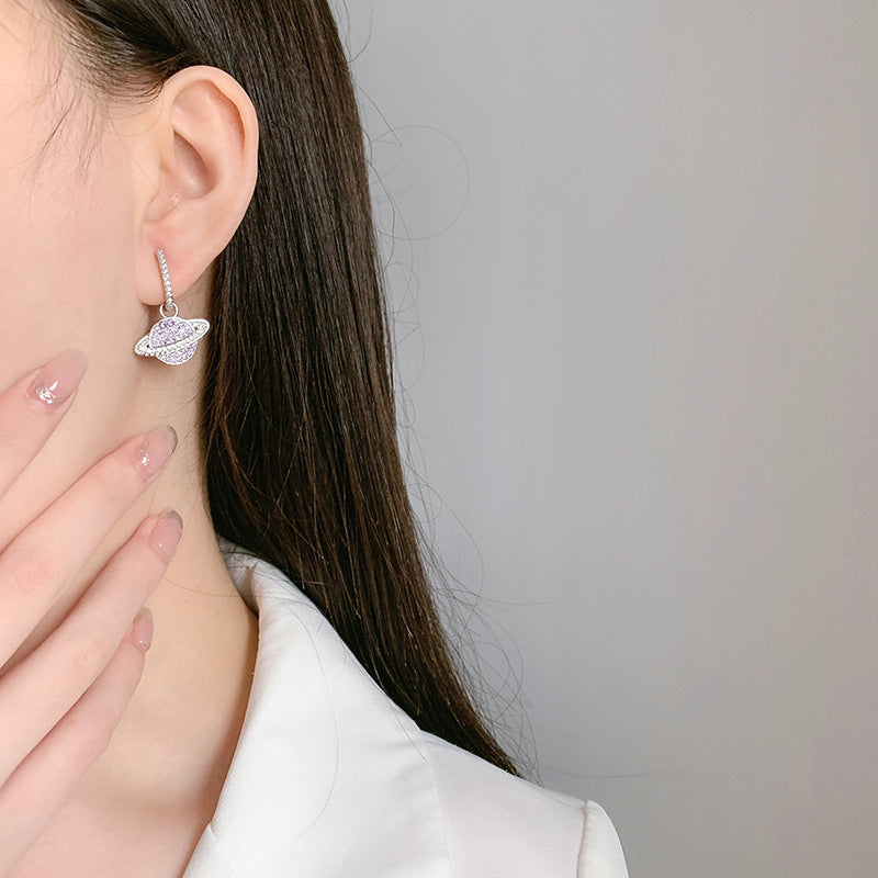 Star Dust – 925 Sterling Silver Purple Zircon Geometric Luxury Stud Earrings