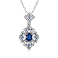 Natural Sapphire Retro Geometric Pendant 925 Silver Platinum Gold Luxury Necklace