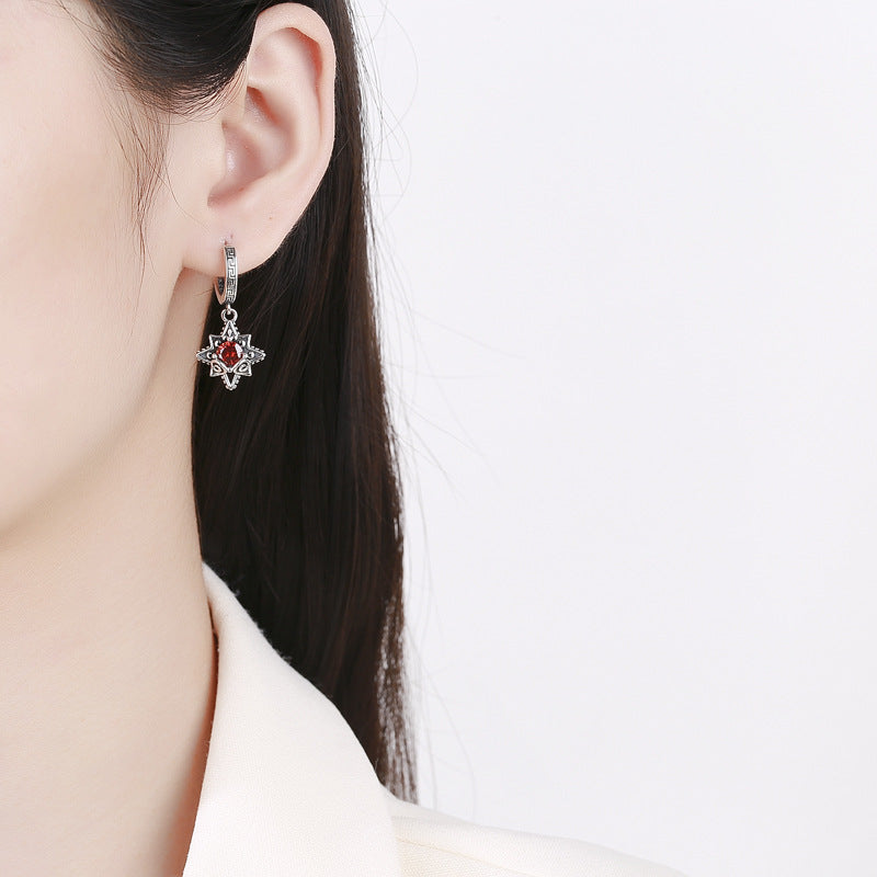 Stellar Night – 925 Sterling Silver Six-Star Luxury Drop Earrings