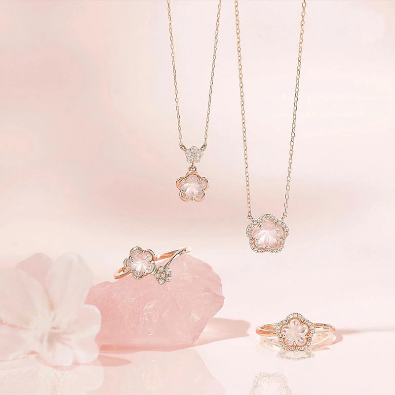 Sakura — 925 Silver Pink Crystal Necklace