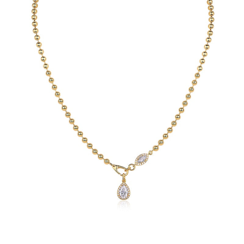 Twilight Orchid — Pear-cut Moissanite Pendant Necklace | S925 Gold-plated Silver