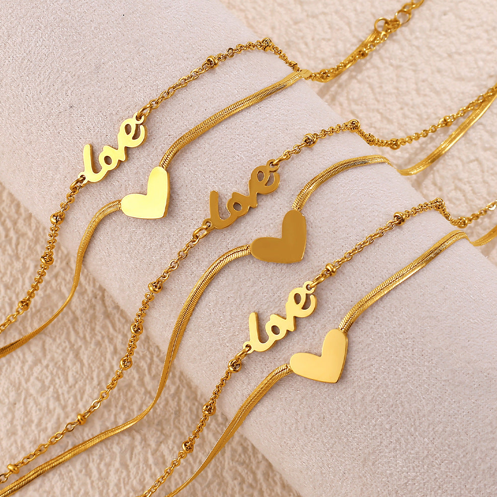 Double Layer Heart Anklet — Minimalist Luxury