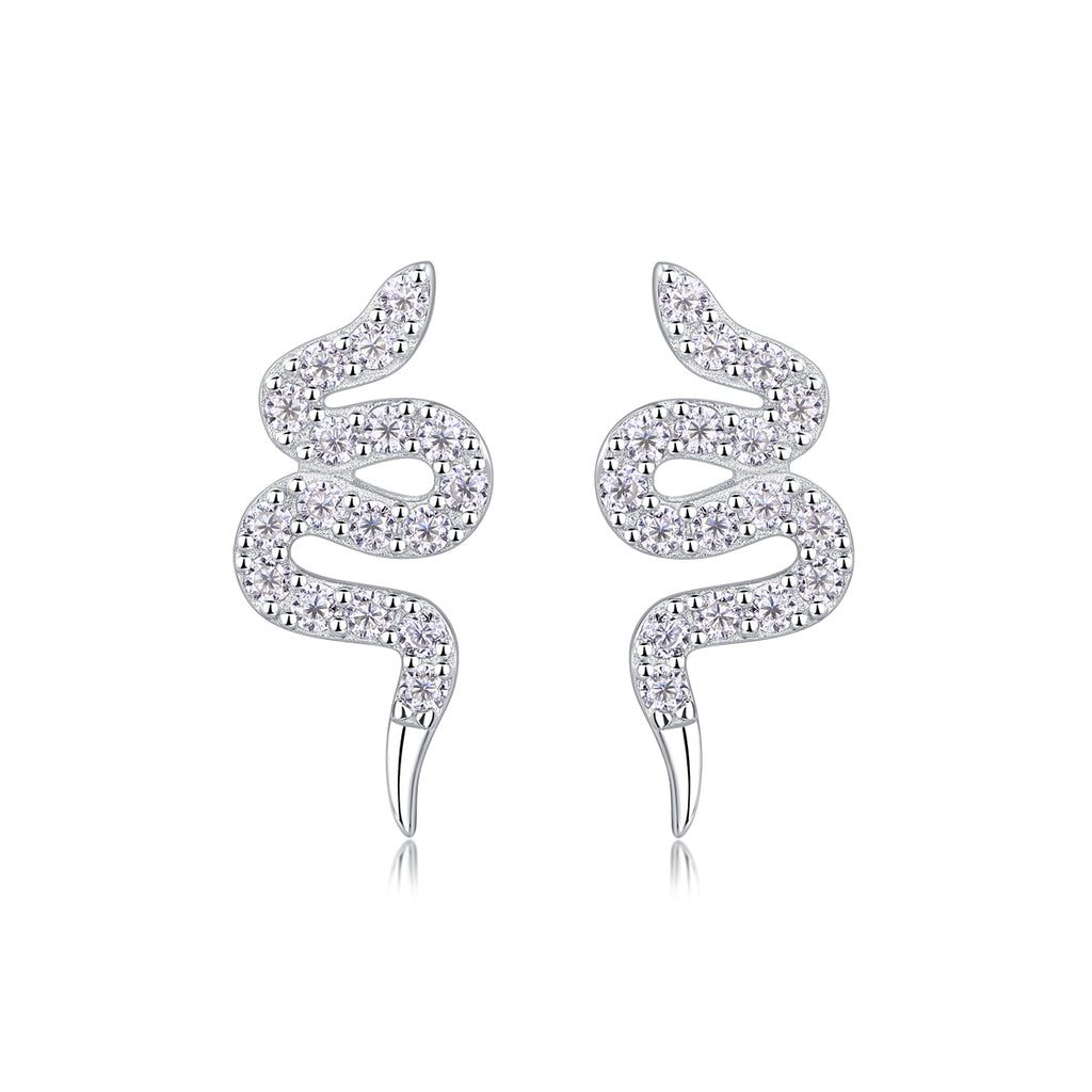 Silver Serpent — Moissanite Stud Earrings Set | S925 Platinum-plated Silver
