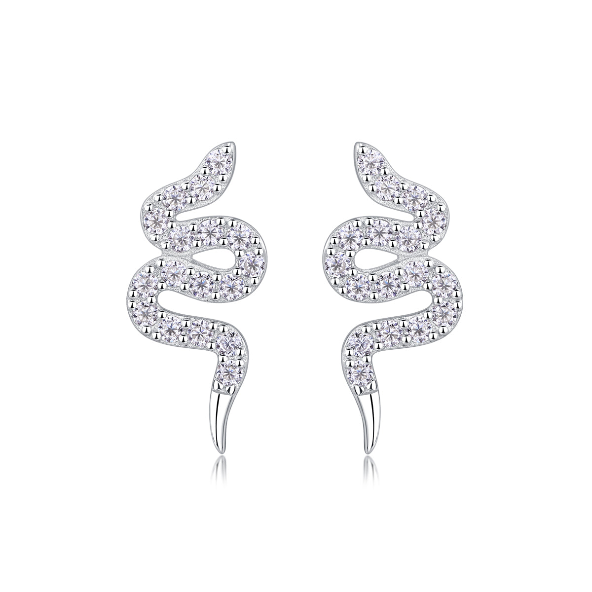 Silver Serpent — Moissanite Stud Earrings Set | S925 Platinum-plated Silver