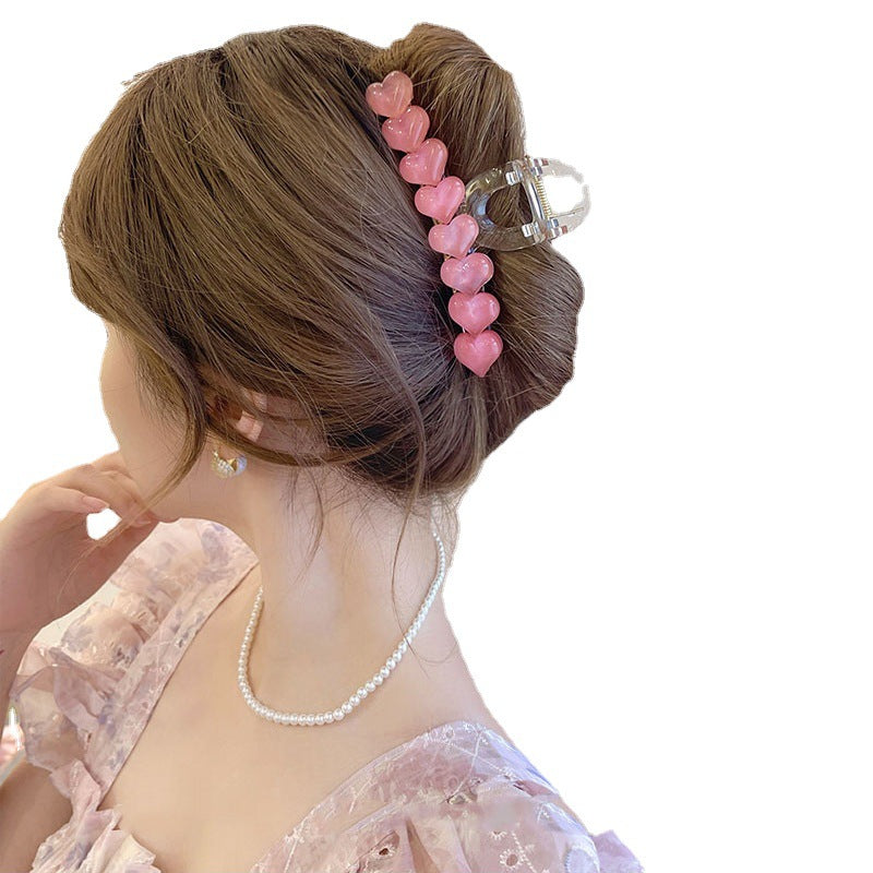 Sparkling Heart Hairpin — Sweet Pink Elegance
