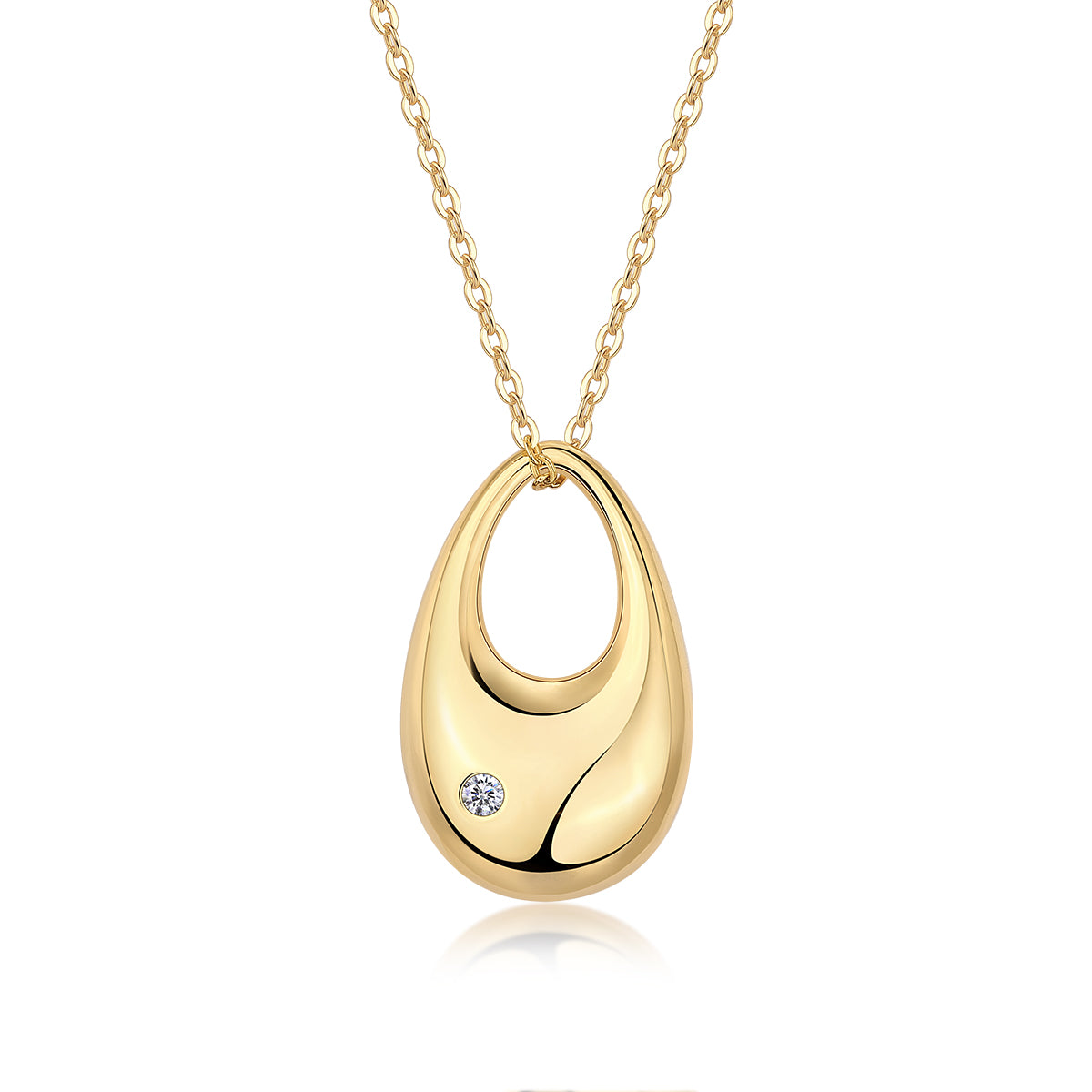 Evening Love Moissanite Pendant Necklace | S925 Silver with Gold Plating
