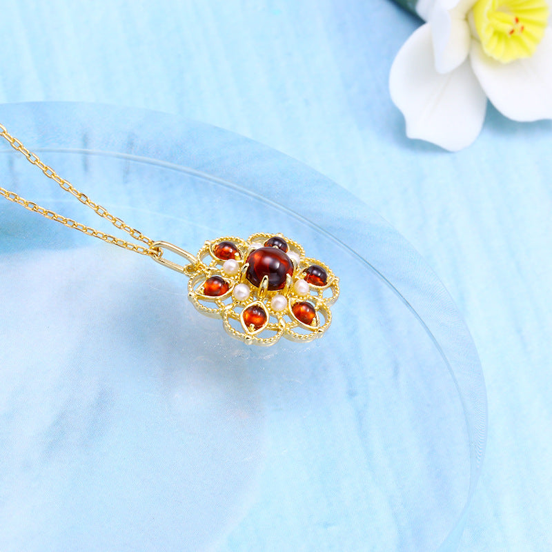 Grenade — 925 Silver Red Pomegranate Pearl Pendant