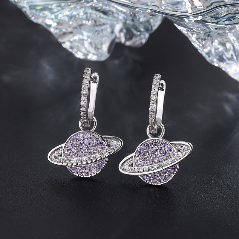 Star Dust – 925 Sterling Silver Purple Zircon Geometric Luxury Stud Earrings