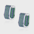 Ice Cube – 925 Sterling Silver Full Pavé Geometric Square Luxury Earrings