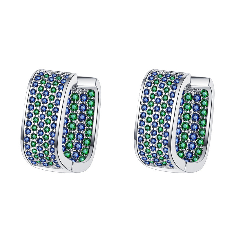 Ice Cube – 925 Sterling Silver Full Pavé Geometric Square Luxury Earrings