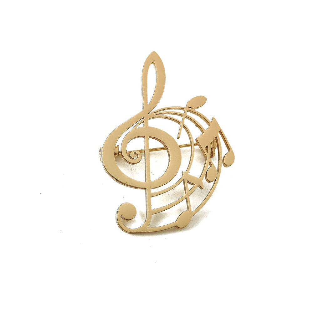 Musical Note Brooch — Black, Gold & Silver