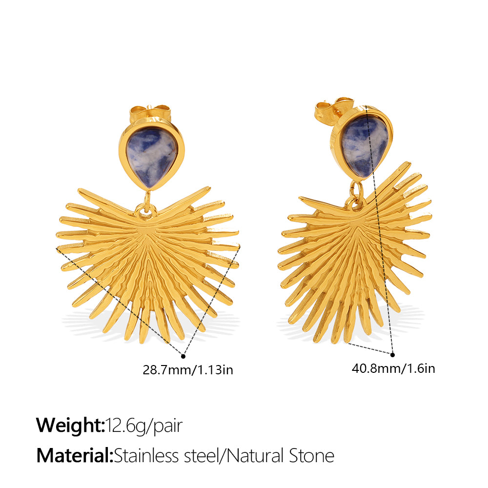Sol — 18K Gold Natural Stone Fan Earrings