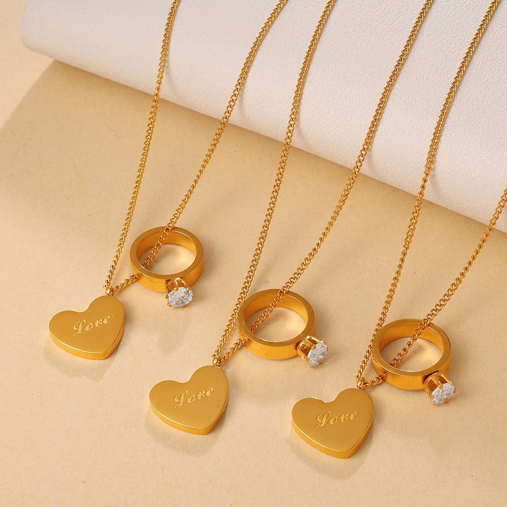 Amour — Gold Heart Double Pendant Necklace