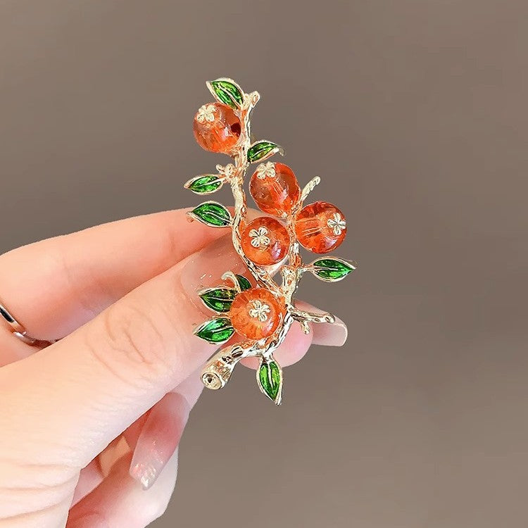 Orange Floral Brooch — Luxury Rustic Chic Pin