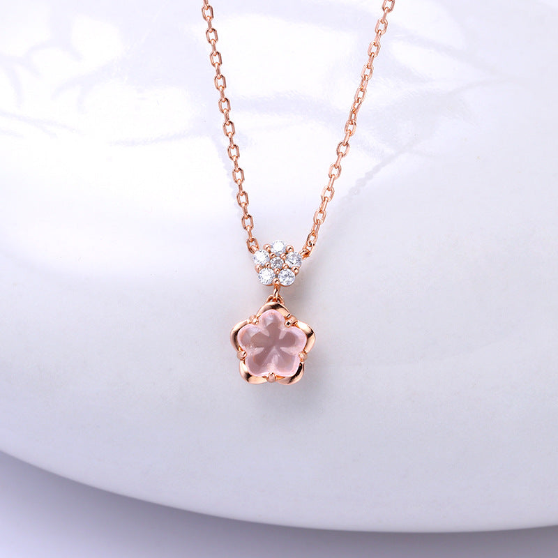 Sakura — 925 Silver Pink Crystal Necklace